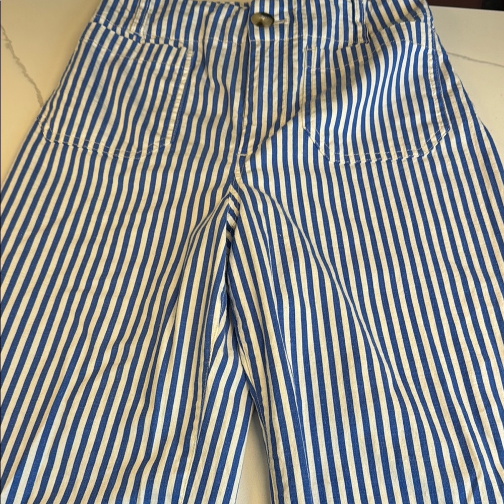 Anthropologie Blue Striped Cropped Pants